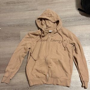 Target Tan 'Good Energy' Zip Hoodie Bomber Jacket